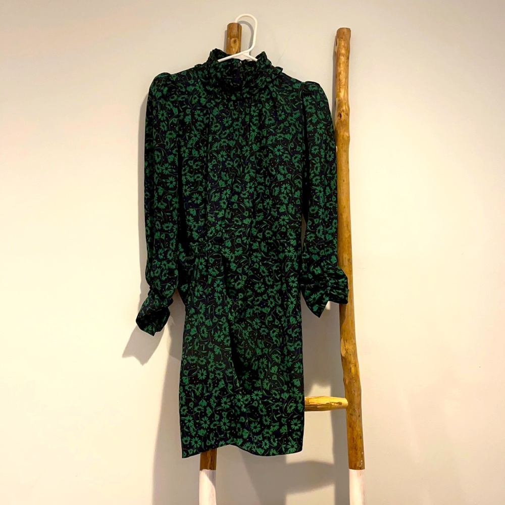 Zara green & navy floral dress